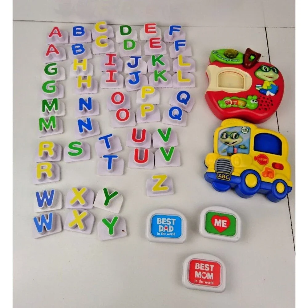 Leap Frog Fridge Phonics Apple & School Bus With Letter Magnets Tested Working!